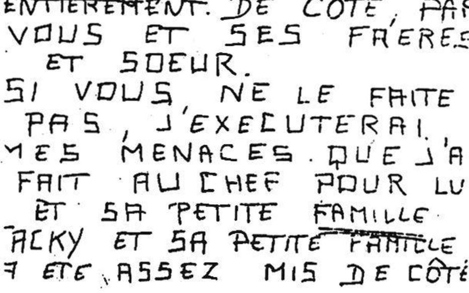 Echantillon de lettre du Corbeau